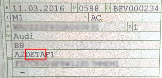 Motorcode Fahrzeugschein